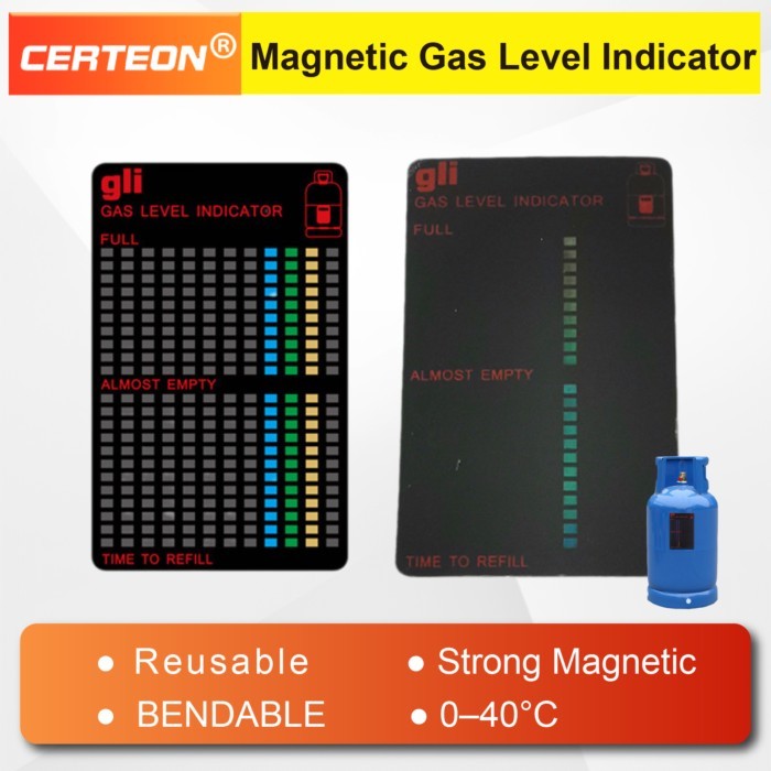 Magnetic LPG fuel level indicator sticker with temperature sensing reusable sensor gauge for propan