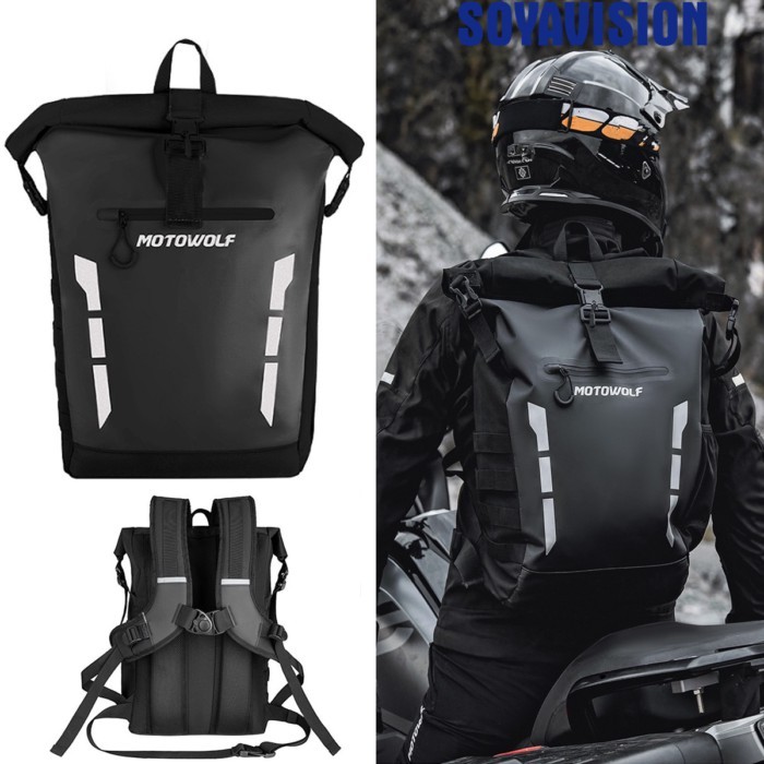 Waterproof Motorcycle Backpack 20L Reflective Cycling Riding Outdoor Sports Camping Hiking Backpack