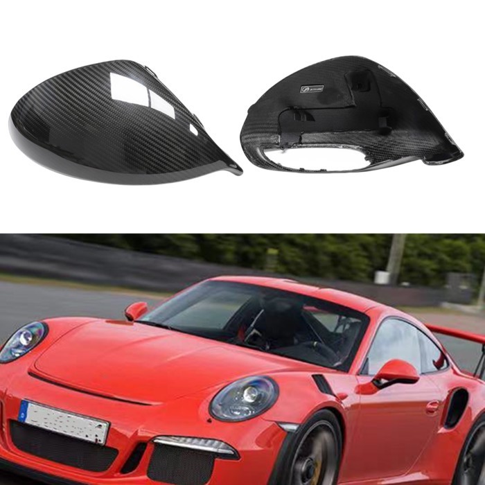 For Porsche 991 Sport 991.2 GT2 GT3 Rear View Mirror Cover Cap Real Dry Carbon Fiber Exterior Side