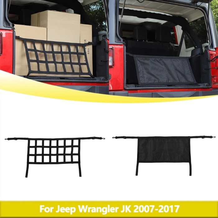 for 2007-2017 Jeep Wrangler JK Rear Trunk Cargo Net Partition Mesh Tools Storage Bag Car Interior A