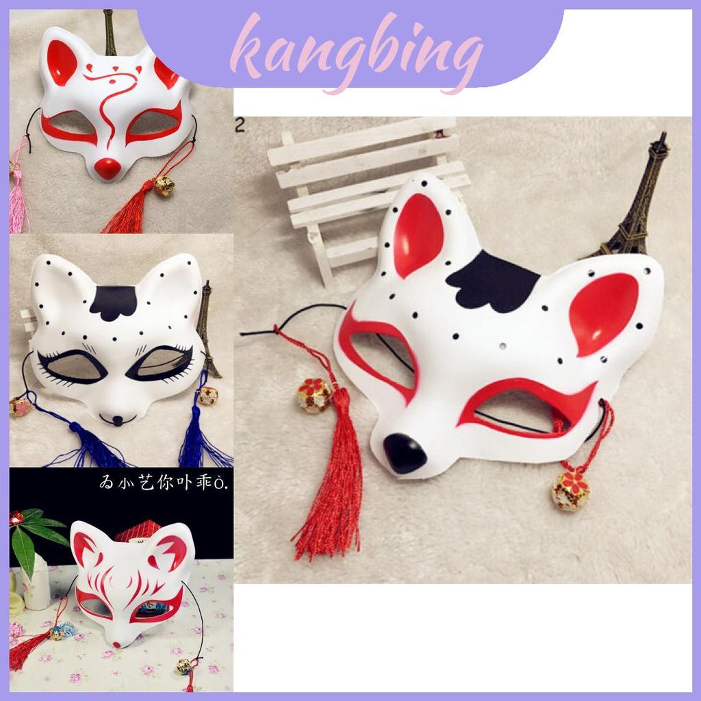 พรีเมี่ยม Kitsune Handpainted Fox Mask พร้อมธีมอะนิเมะญี่ปุ่นที่สมบูรณ์แบบสําหรับเครื่องแต่งกายและคอ