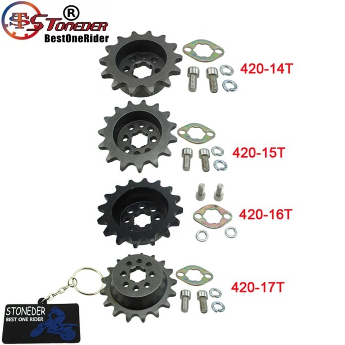 STONEDER Offset Front Sprocket +15mm 420-14T - 17T For Zongshen ZS190 Daytona Anima 190cc 212cc Eng
