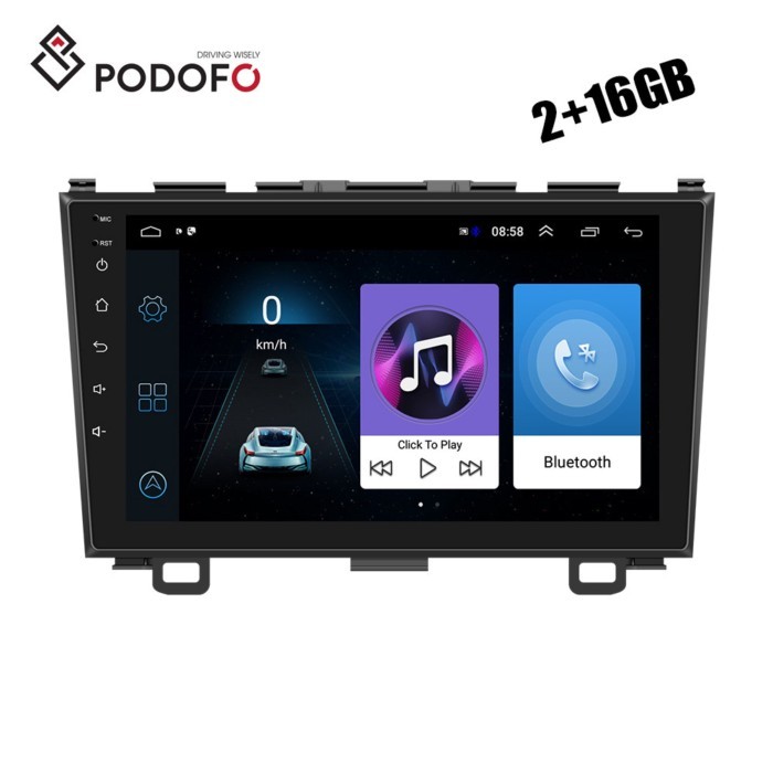 Podofo Android 9.1 2+16GB 9" Car GPS Radio Player GPS Navigation WIFI FM BT For 2008-2011 Honda CRV