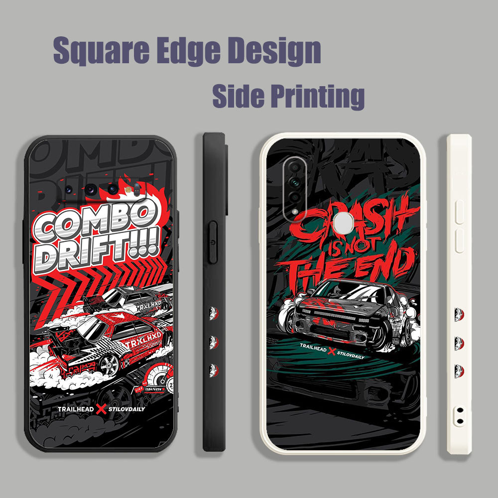 สําหรับ Huawei Y6p Y7 2019 Y7A Y6 Pro 3i 7i 8i 50 Lite Nova 5T Y9s JDM Racing รถอะนิเมะสีดําสีแดงออก