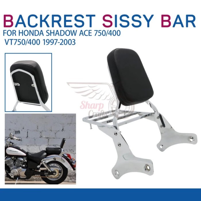 Motorcycle Passenger Backrest Sissy Bar Luggage Rack Pad Kit For Honda Shadow ACE  VT400 VT750 VT 4