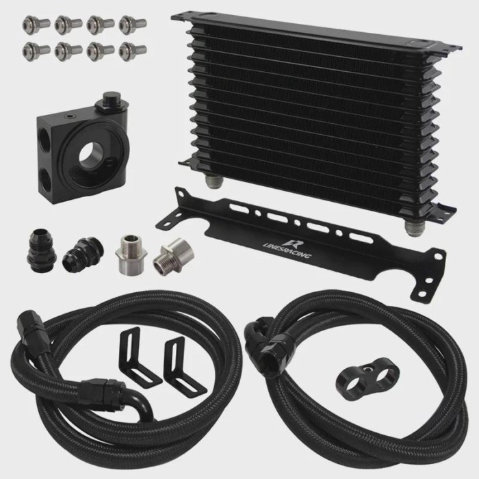 Universal 10/15 Row Oil Cooler w/ Mounting Bracket Kit Thermostatic 73 Degree ±0.5° AN10 7/8"-14 UN