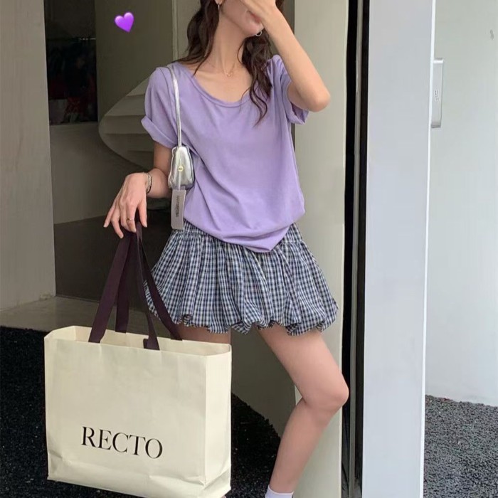 กระโปรงสั้นทรง A-line สก๊อตลายดอกไม้สีฟ้า ไซส์เล็ก เพิ่มความลีลา ราคา ถูกที่สุด ดีลบีเคเค แกลเลอรีภาพที่ 9