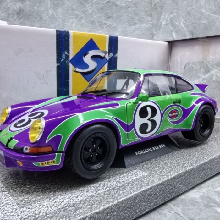 SOLIDO 1/18 Porsche 911 RSR #3 1973 Racing Model Alloy Front Wheel Steering