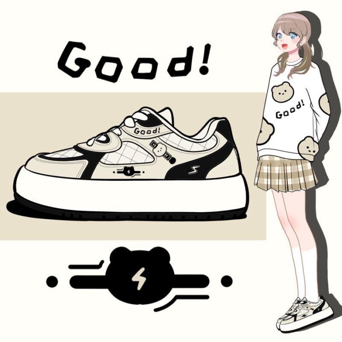 Amy และ Mai Chou รองเท้าผ้าใบสไตล์เกาหลีสำหรับนักเรียน หนาพิเศษ ทันสมัยและน่ารัก