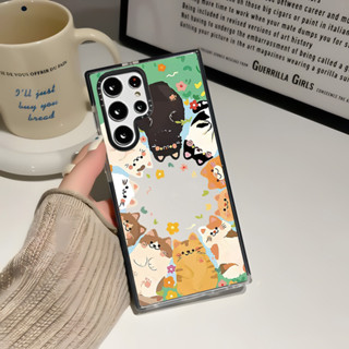 แมวน่ารักดอกไม้สีสําหรับ Galaxy S23 S24FE S23ULTRA S24ULTRA …