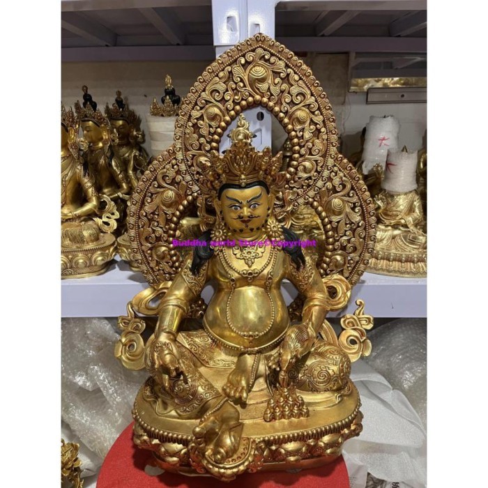 huge Wholesale buddha statue golden Buddha statue Yellow Jambhala Mammon god Buddha for temple Monk