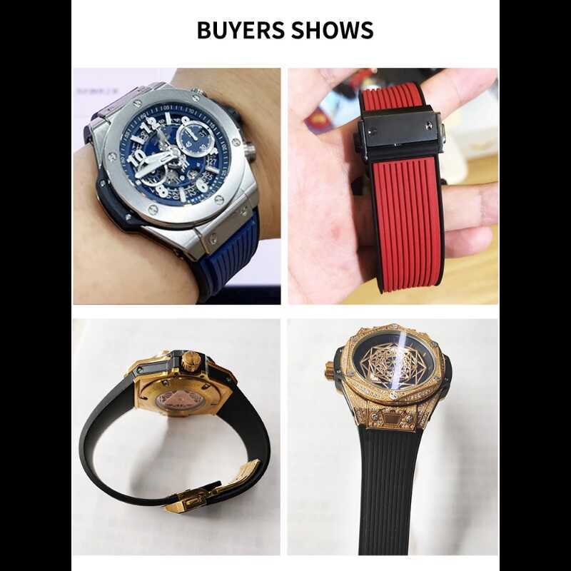C Ekko Hot Watchbands Men Waterproof Sweat-Proof Rubber Silicone Watch Strap For HUBLOT Yubo Big Ba