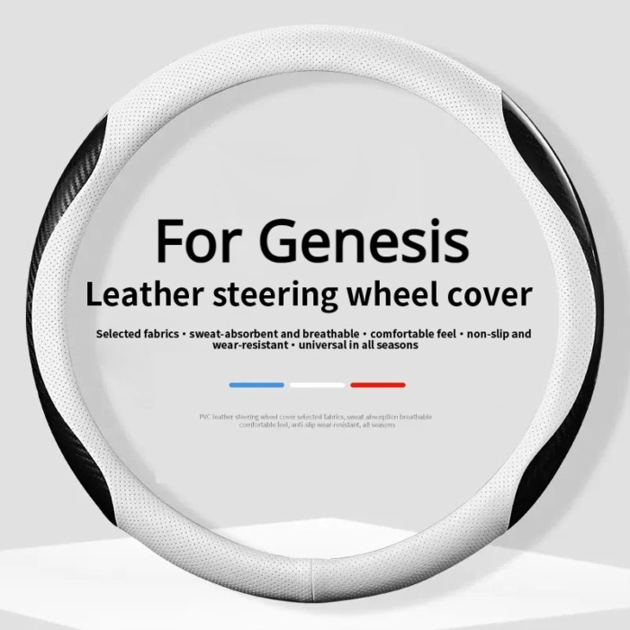 Car Leather Carbon Fiber Non-slip Steering Wheel Cover For Hyundai Genesis GV80 EV G80 G70 G90 GV60