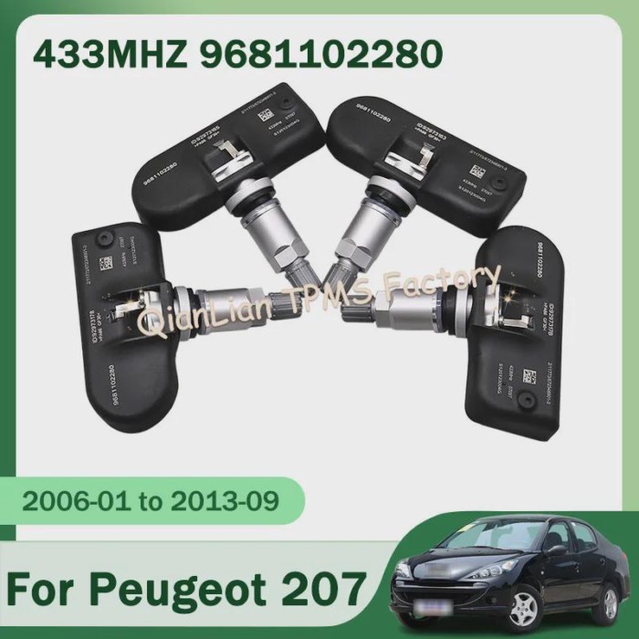 1/4pcs 433MHz 9681102280 TPMS Tire Pressure Monitor System Tyre Pressure Sensor For Peugeot 207 100