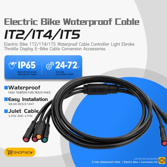 Electric Bike 1T2/1T4/1T5 Waterproof Cable Controller Light Ebrake Throttle Display EBike Cable For