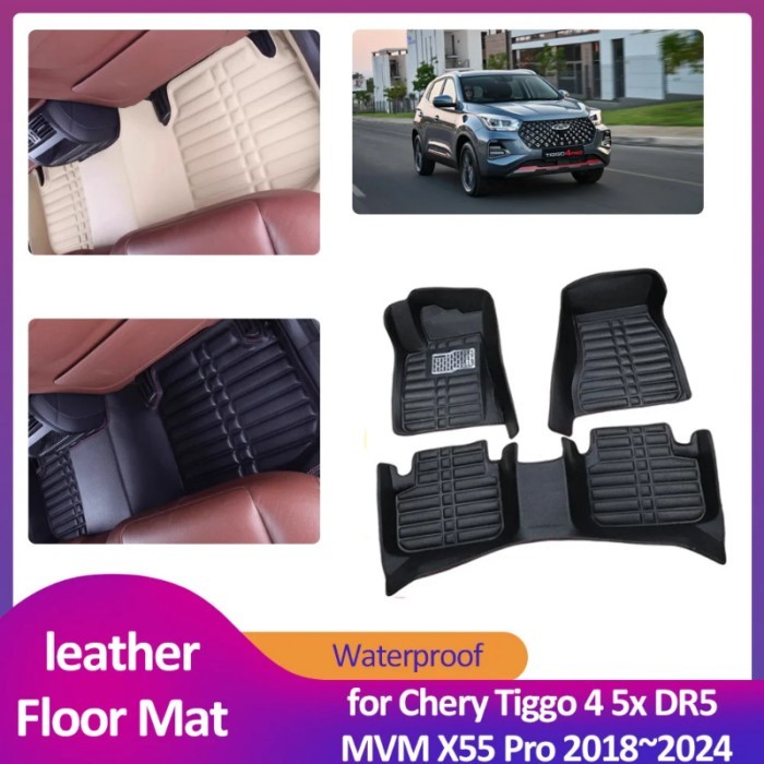 Car Floor Mat for Chery Tiggo 4 5x DR5 MVM X55 Pro 2018~2024 Leather Foot Inner Liner Waterproof Ca