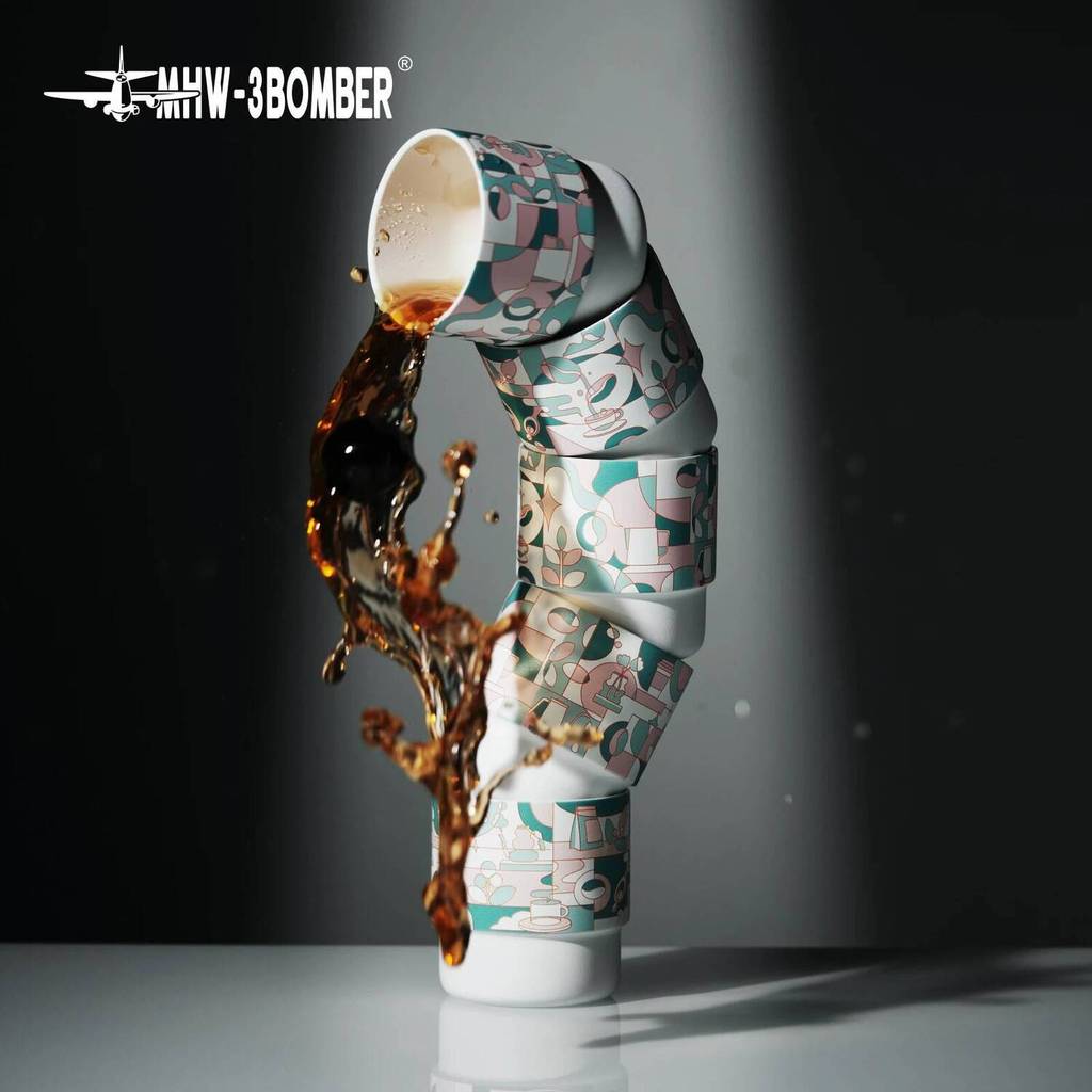 MHW-3BOMBER Sttoke 220ml ถ้วยกาแฟ Swirl ด้านล่างโค้งเพิ่ม Aroma แก้วแบบพกพาถ้วยกาแฟสําหรับเครื่องดื่