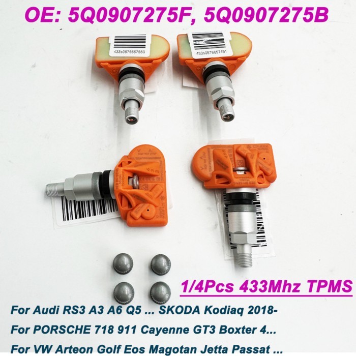1/4PCS 5Q0907275F 5Q0907275 5Q0907275B TPMS 433Mhz Tire Pressure Sensor 3AA998275 5Q0998270 5Q09982