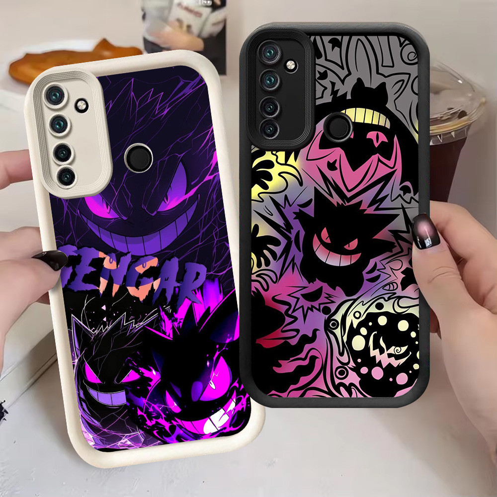 G-40 Pokemon Gengar Casing สําหรับ Realme 5 Narzo 10 20A 5s 5i 6i 10A สีดําและสีขาว