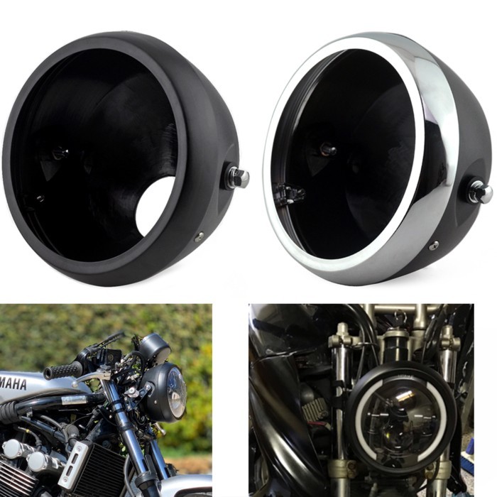 Motorcycle Headlight 7-Inch Retro Deep Bucket Shell Modified Headlight Base LED Headlight Shell For