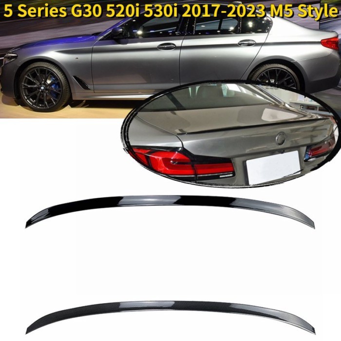 For BMW 5 Series G30 520i 530i 2017-2023 M5 Style Spoiler ABS Plastic Carbon Fiber Look Rear Trunk
