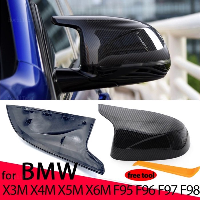 Carbon fiber pattern mirror cover Black mirror cover Overlay for BMW X3M F97 X4M F98 2019-2023 X5M