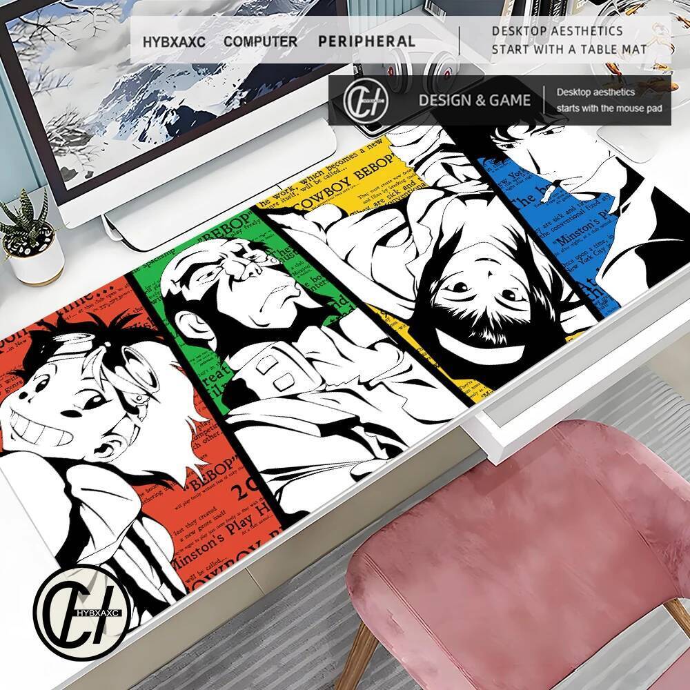 Anime Space คาวบอย Bebop Mouse Pad Gaming Mousepad เมาส์สําหรับเล่นเกมบทคัดย่อขนาดใหญ่ 900x400 มม.Mo