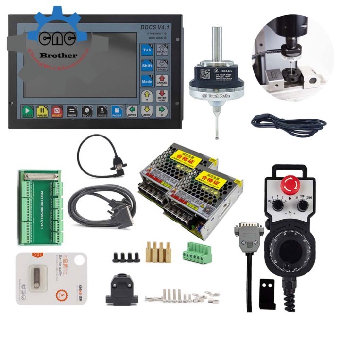 CNC Controller DDCSV4.1 3/4 Axis CNC Offline Controller Kit Anti-roll 3D Touch Probe Edge Finder+MP