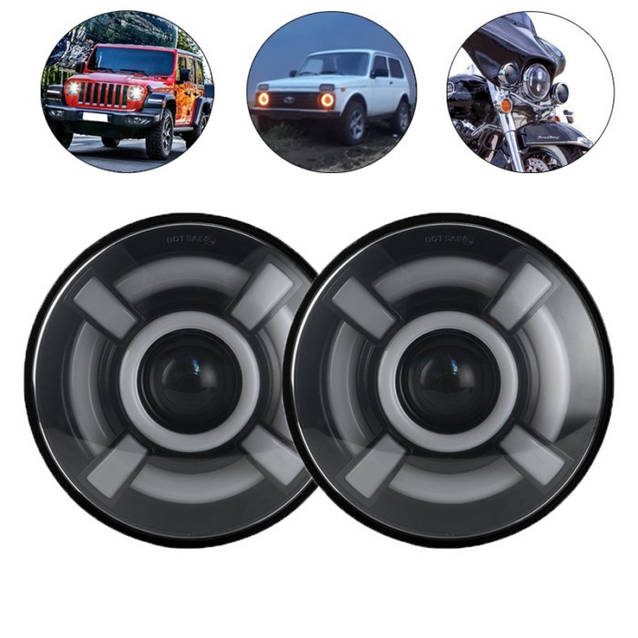 E9 7Inch Moto LED Headlight 60W  Car Accessories For Jeep Wrangler Offroad 4x4 Suzuki Samurai For H