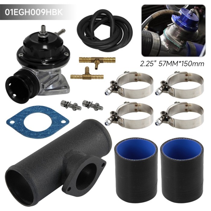 Universal Adjustable 10PSI Type RS RZ Turbo Blow Off Valve + 2.25" Flange Pipe + Silicone Hoses + C