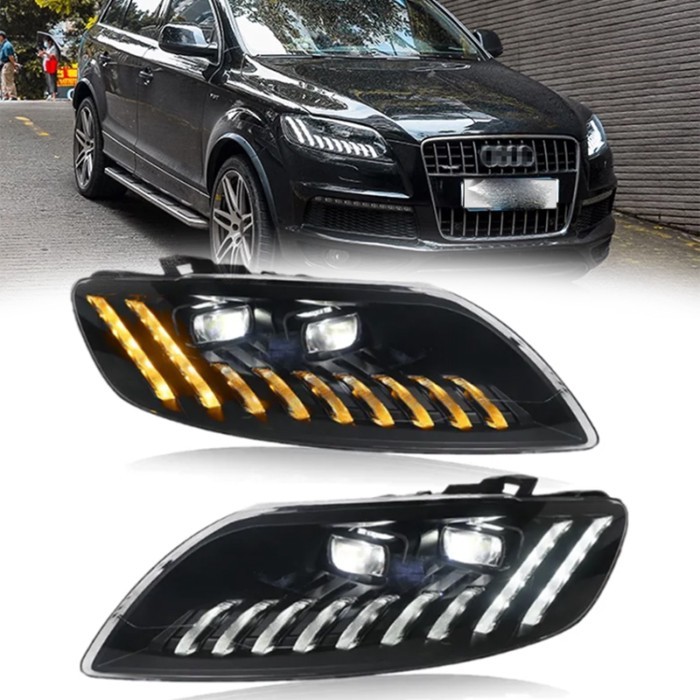 Car Led Headlights For Audi Q7 2006-2015 Upgrade Q8 Style Headlights All LED DRL Moving Turn Signal