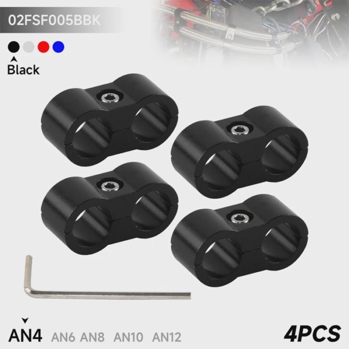 Aluminum 4PCS Braided Hose Separator Clamp Adapter 4AN 6AN 8AN 10AN 12AN Fuel Line Fitting Bracket