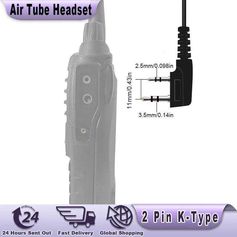 ▥ Walkie Talkie Headphone Acoustic Air Tube Earpiece  K5 K6 5Rplus 2 Pin K Port Ptt Mi