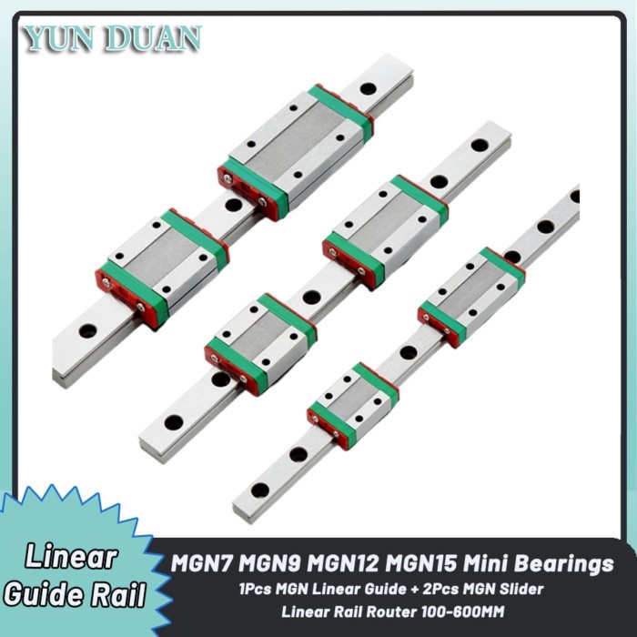 Linear Guide Rail MGN7 MGN9 MGN12 MGN15 1Pcs Linear Guide + 2Pcs MGN Slider Miniature Linear Rail R
