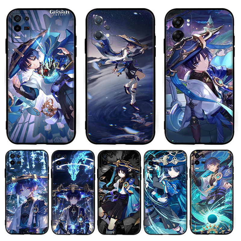 เคสโทรศัพท์TPUซิลิโคนสีดํา CartoonGenshin Impact Scaramouche[T-7] สําหรับRealme Narzo 70X N65 GT neo