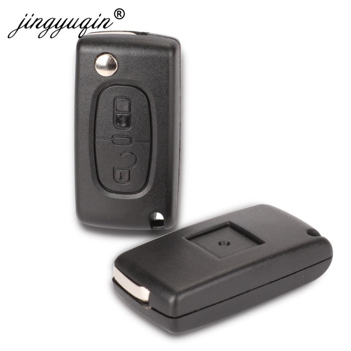 jingyuqin 2 Buttons Flip Folding Key Case Blank Shell For Peugeot 107 207 407 307 307S 308 407 607