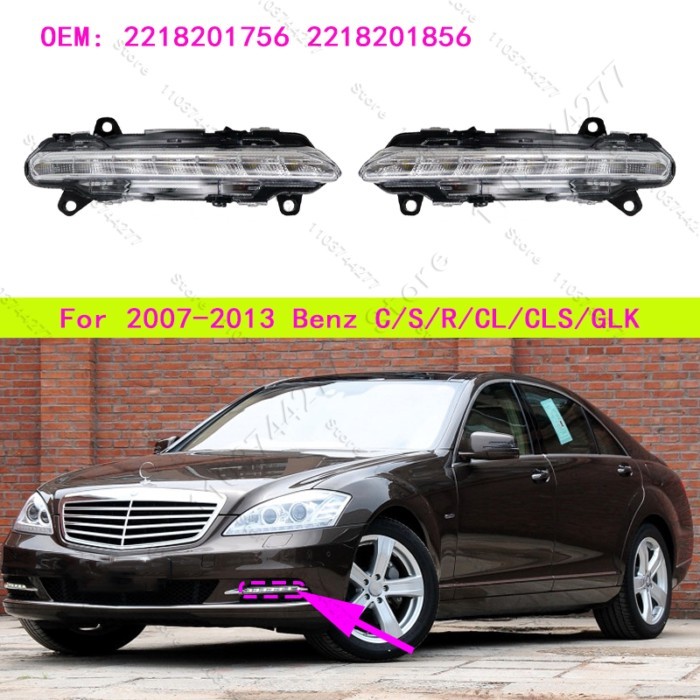 For 2007-2013 W204 W221 W218 W251 X204 C216 Mercedes-Benz C/S/R/CL/CLS/GLK DRL Fog Light Daytime Ru