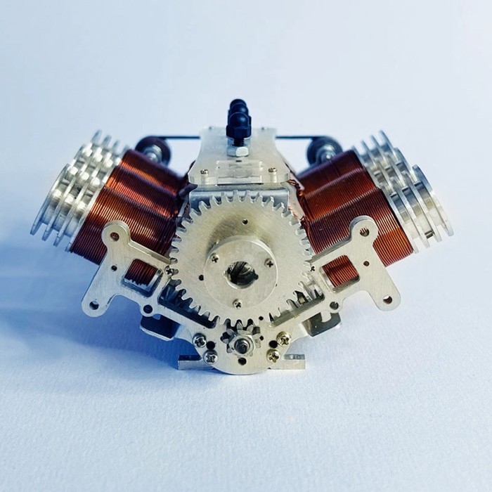 V6 Engine Model Power Engine Brushless DC Piston Motor Multi-cylinder V6 Dual Piston Simulation RC