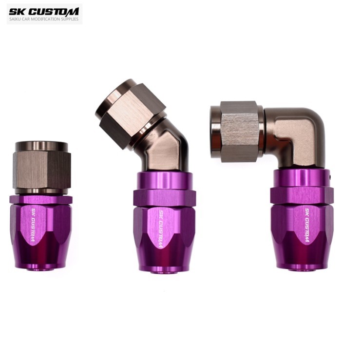 SK CUSTOM Aluminum Braided Oil Hose Fitting Right Angle Fitting Engine Oil Radiator Fitting AN4 AN6