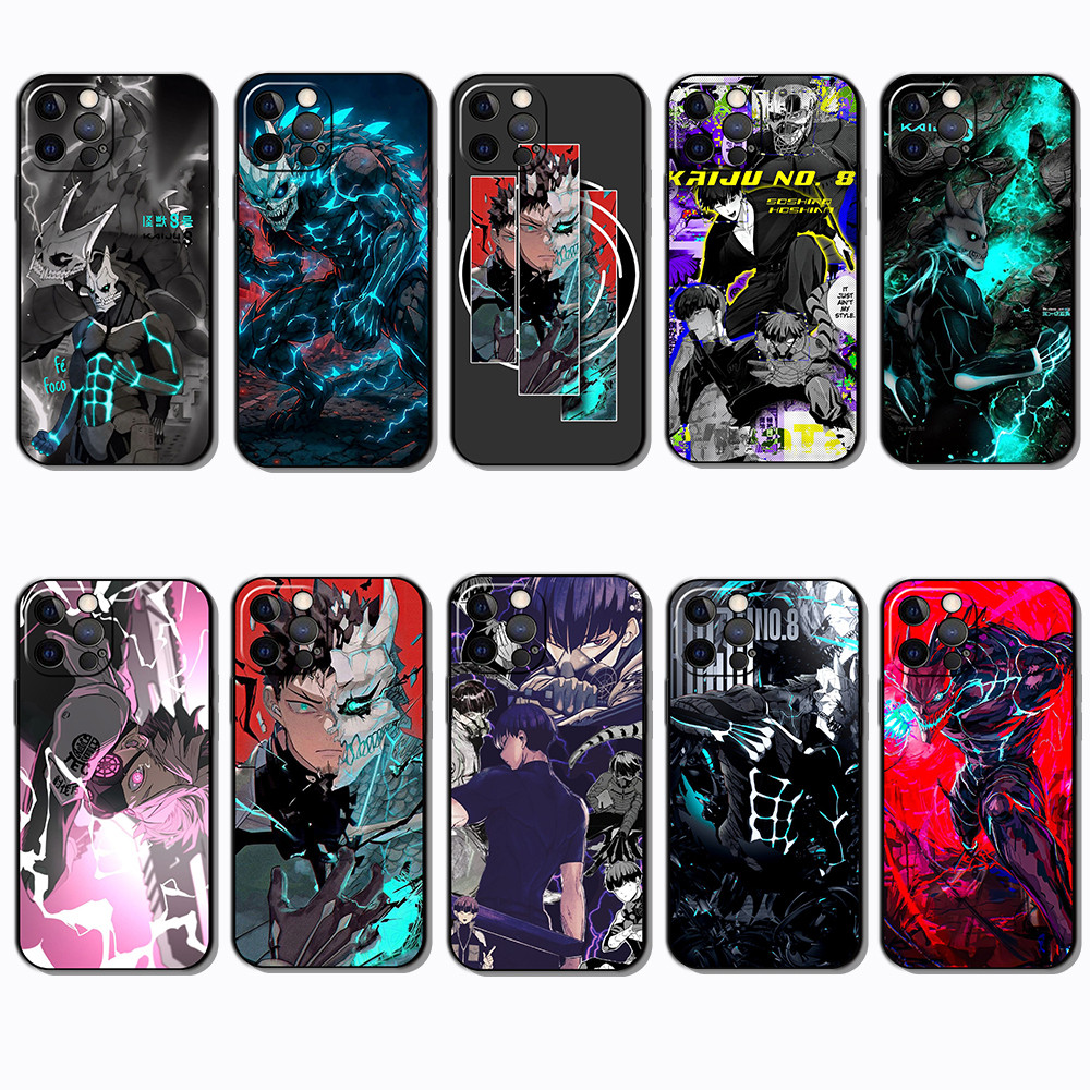 สําหรับ iPhone XS 11 16 Plus Pro Max Kaiju No. 8 เคสโทรศัพท์ TPU ขอบสีดํา | แสดงความสวยของโทรศัพท์