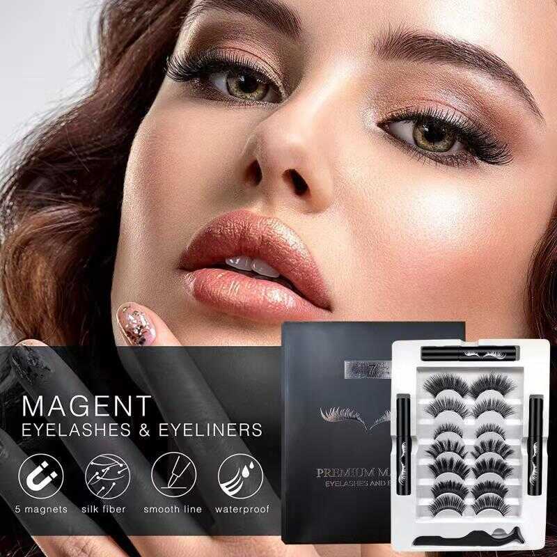 Quantum Magnetic 3 Liquid Eyeliner Set Magnetic False Eyelashes Magnet Glue-Free Magnetic Eyelashes 