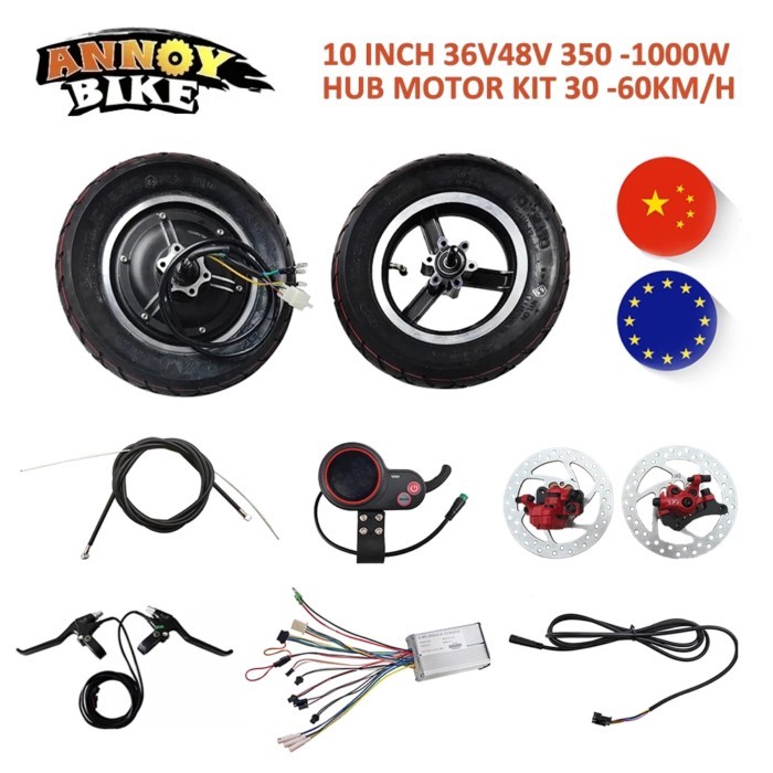 Electric Scooter Kit 10 inch Hub Motor 30-65KM 36V48V 350W500W 600W 800W 1000W Brushless TX Motor K