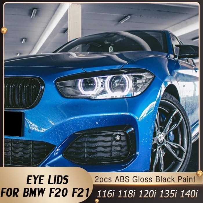 2Pcs ABS Gloss Evil Headlight Eyebrows Eyelid For BMW 1er F20 F21 Facelift 116i 118i 120i 125i M135