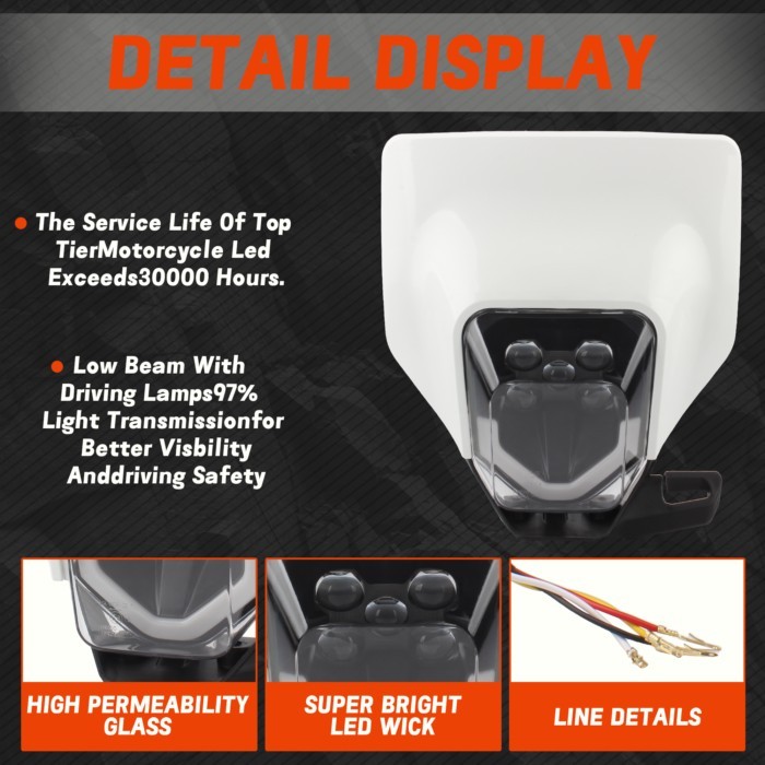 Powermotor For Husqvarna Motocross LED Headlight Plate TE TC FE FC 250 300 350 450 2012-2023 Dirt B