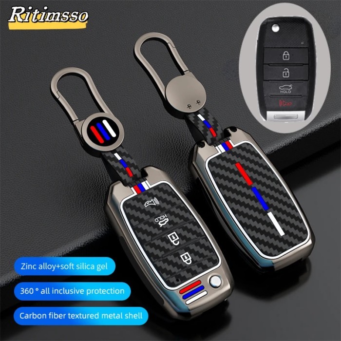 Alloy Car Flip Key Case Cover Shell Fob For KIA RIO 3 K2 K3 K4 K5 Sportege Picanto Optima Soul Ceed