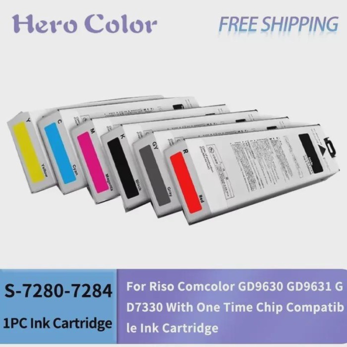 S-7280-7284 7313 7280C 7280E Ink Cartridge For Riso Comcolor GD9630 GD9631 GD7330 With One Time Chi