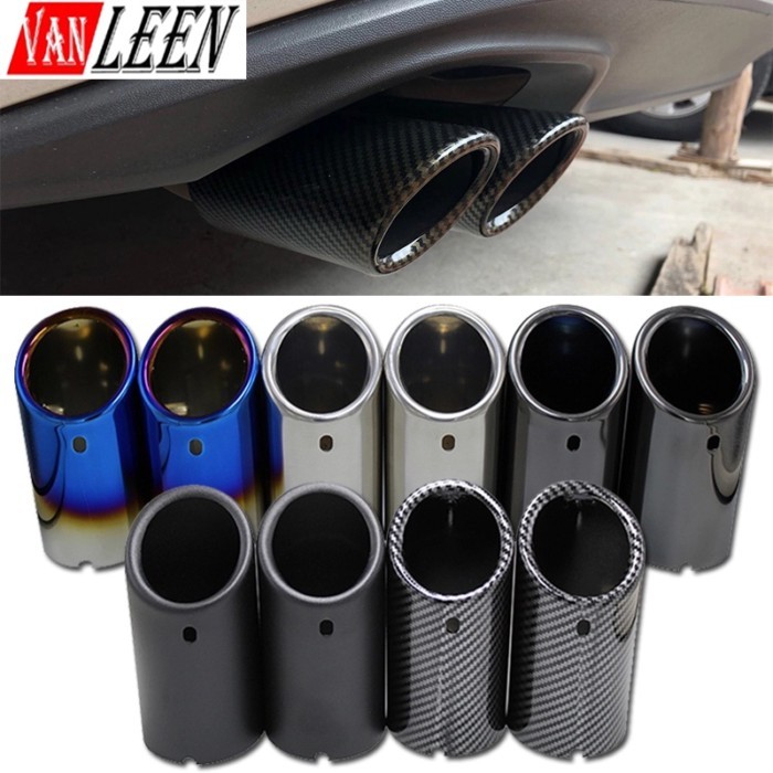 76mm 2pcs Car Exhaust Muffler Tip Pipe Cover For Audi A3 8V 8P A4 B8 2009-2016 A1 Q5 2009-2012 A5 A