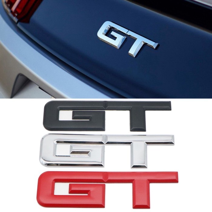 3D Metal Car GT Logo Sticker For Ford Mustang Auto Rear Trunk Tailgate Font Letters Car Rear Trunk