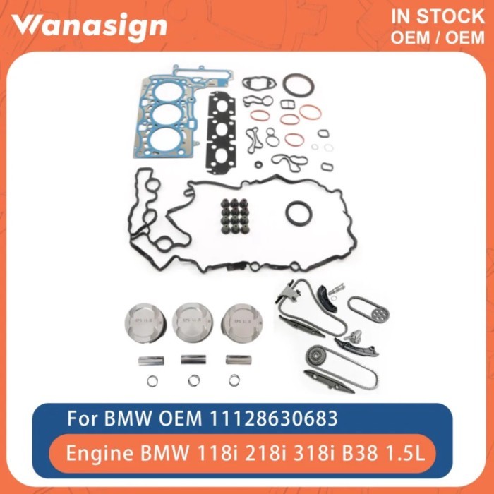 Engine Head Gasket Set Timing Chain Kit Piston & Ring Set Fit 2.0 L For BMW 116i 118i 216i 218i 318