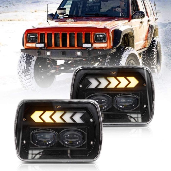 OVOVS 30W 5x7" Square Headlamp with DRL Turn Signal 5x7Inch Rectangular Led Headlight for Jeep yj x